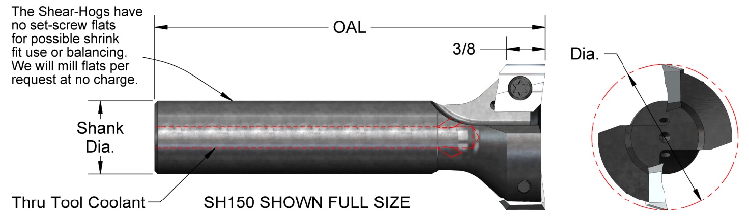 Picture of AB Tools SH200-3/4 Parallelogram 90.0°, Face Mill End Mill Cylindrical 0.7500 Positive 2.0000 50.80mm Cutter Dia